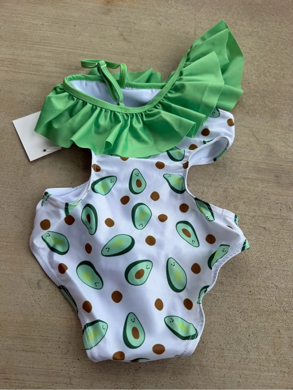 Lizens Kids Avocado Print One-Piece Swimsuit in Green -‎ NWT 3T-4T
